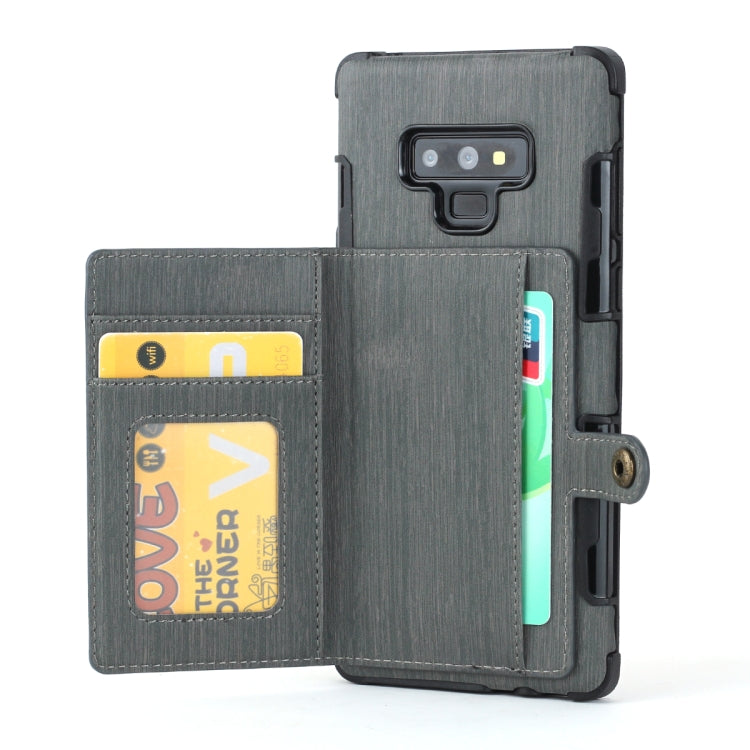 For Galaxy Note9 Brushed Texture Shockproof PU + TPU Case, with Card Slots & Wallet & Photo Frame