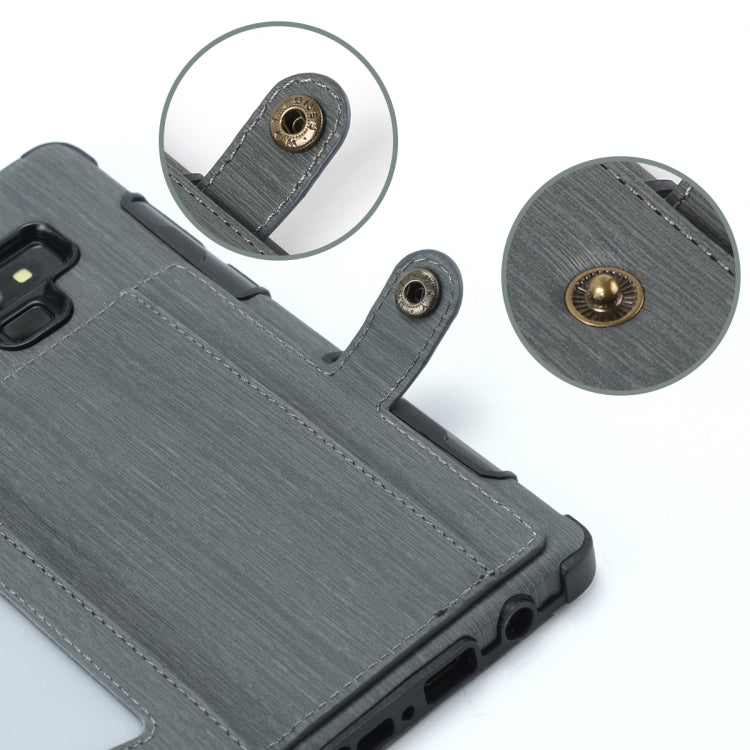 For Galaxy Note9 Brushed Texture Shockproof PU + TPU Case, with Card Slots & Wallet & Photo Frame
