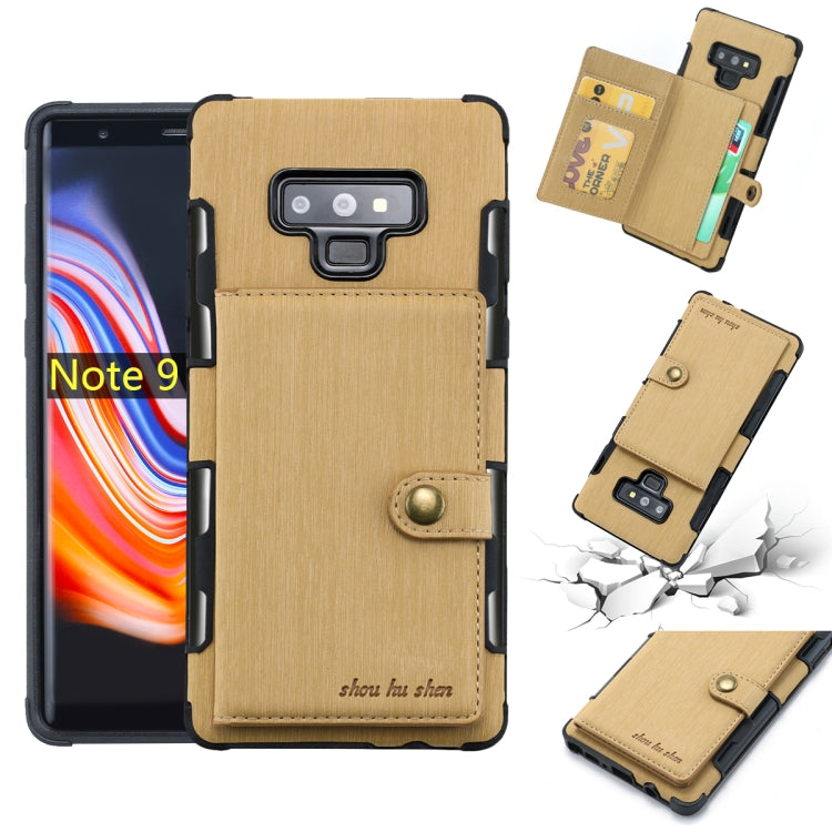 For Galaxy Note9 Brushed Texture Shockproof PU + TPU Case, with Card Slots & Wallet & Photo Frame