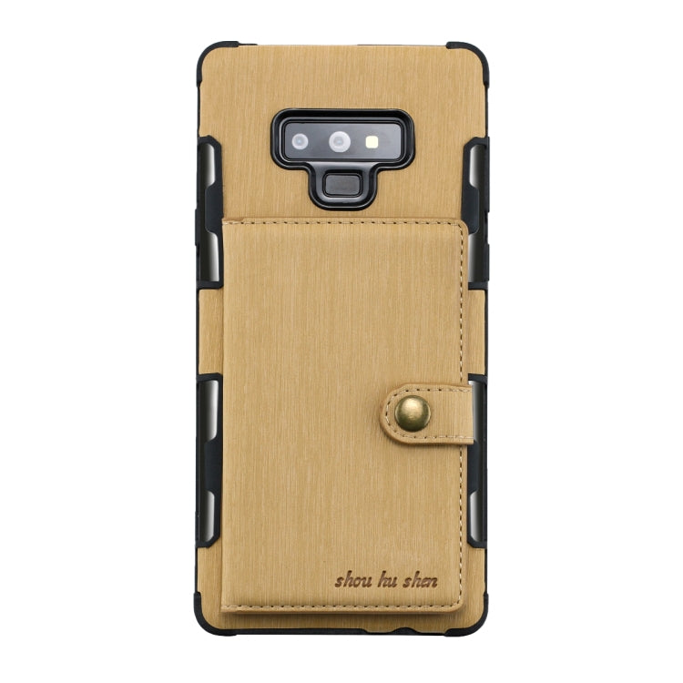 For Galaxy Note9 Brushed Texture Shockproof PU + TPU Case, with Card Slots & Wallet & Photo Frame