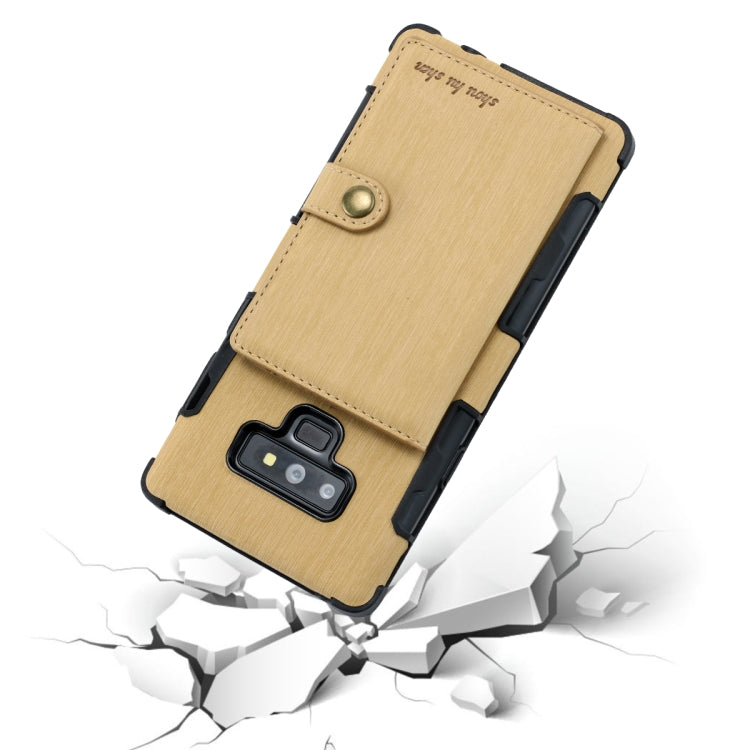 For Galaxy Note9 Brushed Texture Shockproof PU + TPU Case, with Card Slots & Wallet & Photo Frame