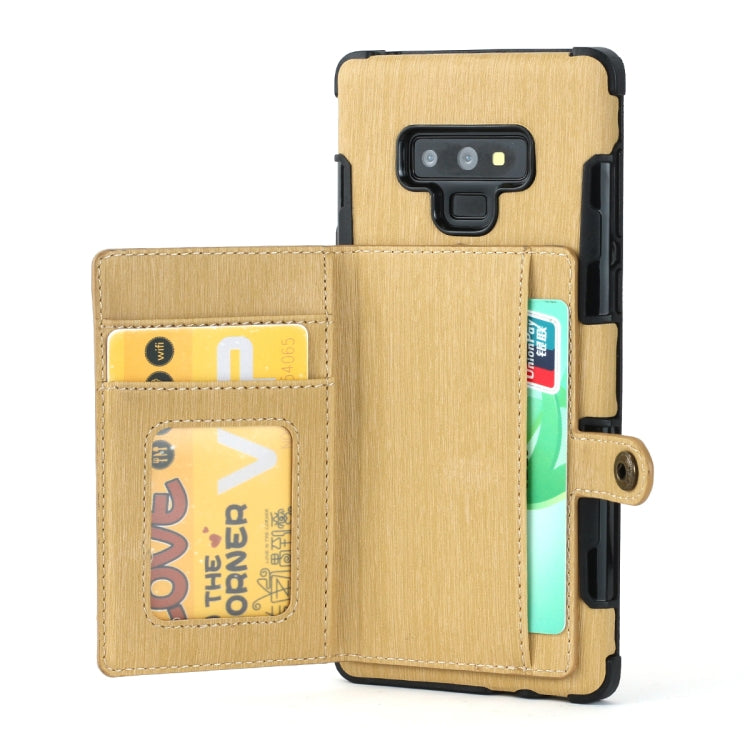 For Galaxy Note9 Brushed Texture Shockproof PU + TPU Case, with Card Slots & Wallet & Photo Frame