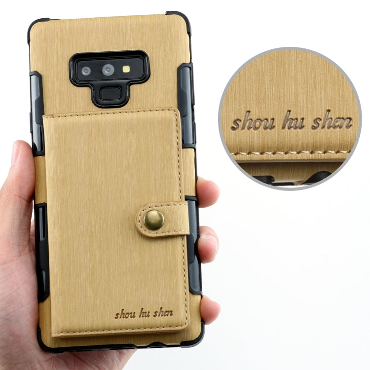 For Galaxy Note9 Brushed Texture Shockproof PU + TPU Case, with Card Slots & Wallet & Photo Frame