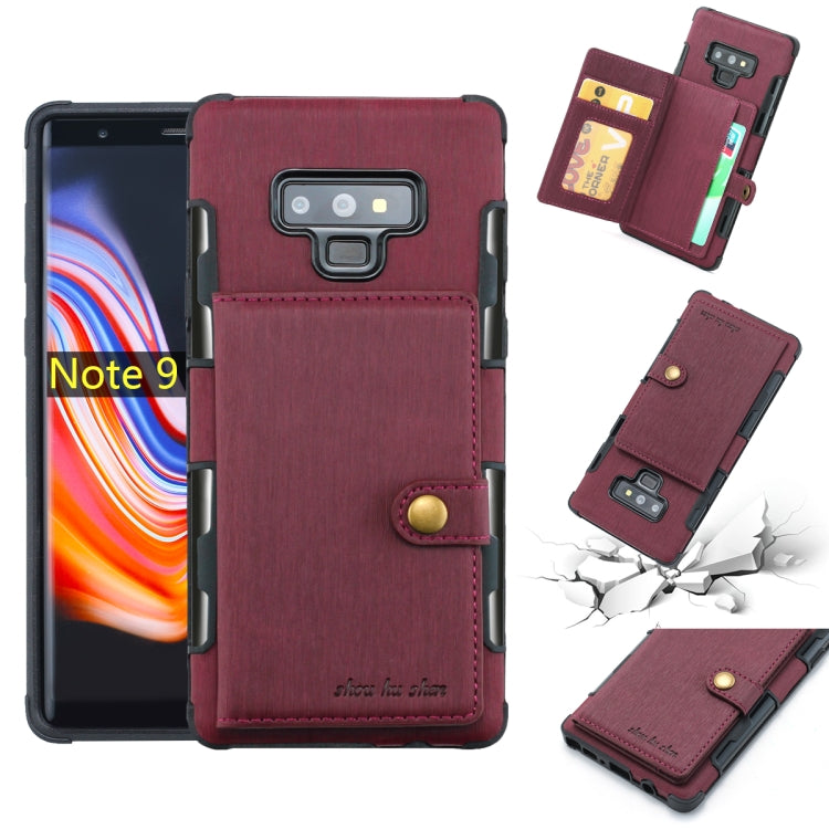 For Galaxy Note9 Brushed Texture Shockproof PU + TPU Case, with Card Slots & Wallet & Photo Frame