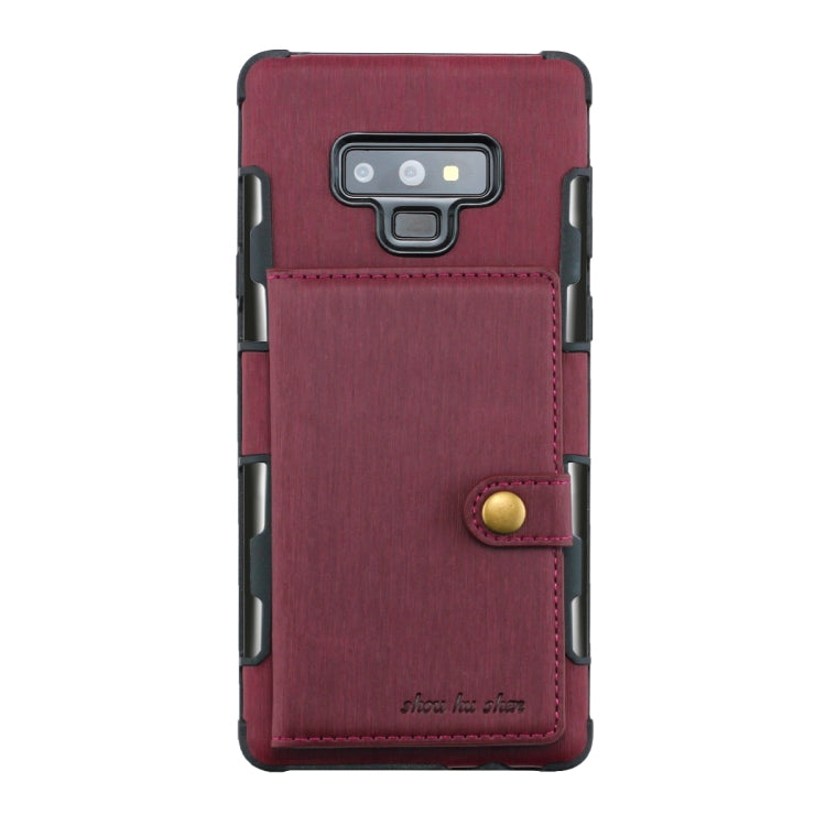 For Galaxy Note9 Brushed Texture Shockproof PU + TPU Case, with Card Slots & Wallet & Photo Frame