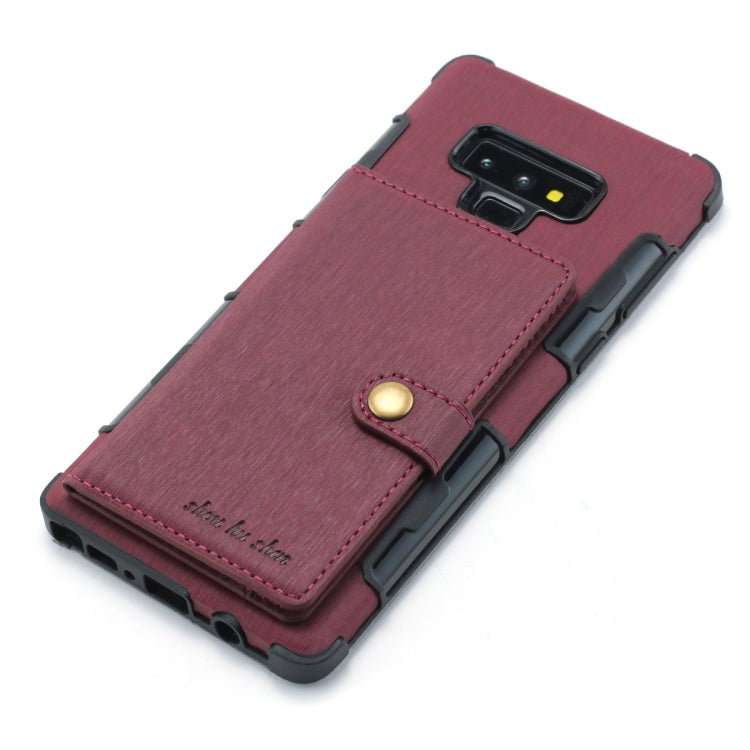 For Galaxy Note9 Brushed Texture Shockproof PU + TPU Case, with Card Slots & Wallet & Photo Frame
