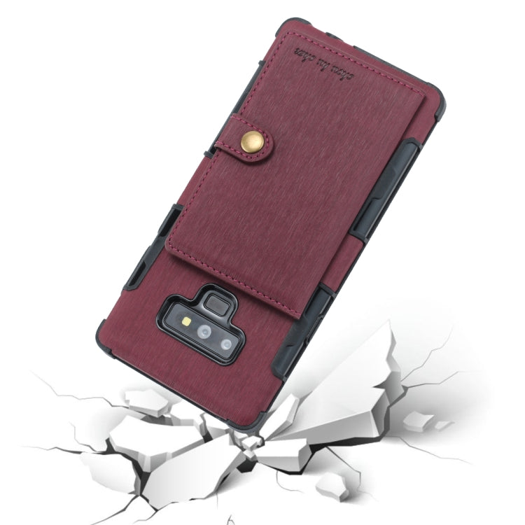 For Galaxy Note9 Brushed Texture Shockproof PU + TPU Case, with Card Slots & Wallet & Photo Frame