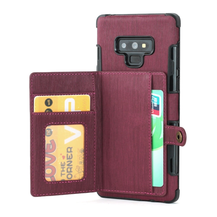 For Galaxy Note9 Brushed Texture Shockproof PU + TPU Case, with Card Slots & Wallet & Photo Frame