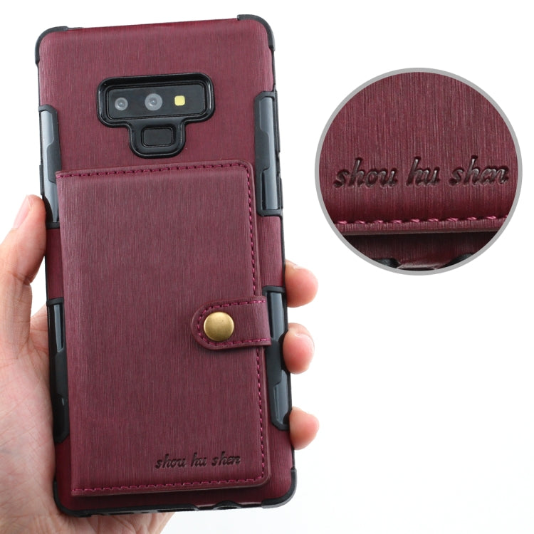 For Galaxy Note9 Brushed Texture Shockproof PU + TPU Case, with Card Slots & Wallet & Photo Frame