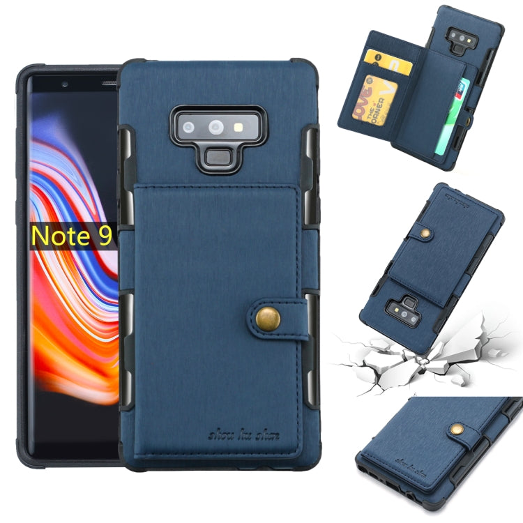 For Galaxy Note9 Brushed Texture Shockproof PU + TPU Case, with Card Slots & Wallet & Photo Frame