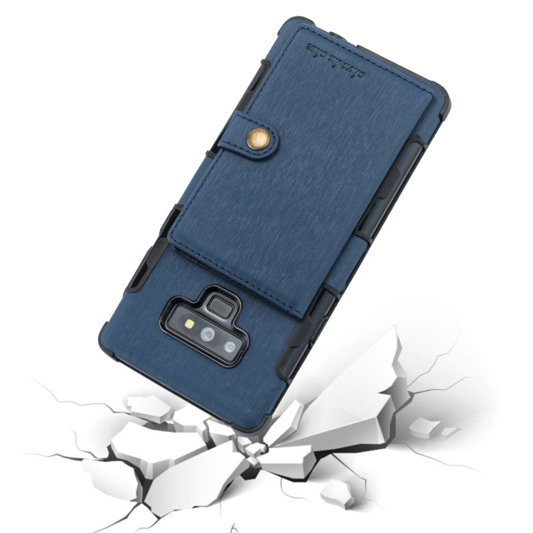 For Galaxy Note9 Brushed Texture Shockproof PU + TPU Case, with Card Slots & Wallet & Photo Frame