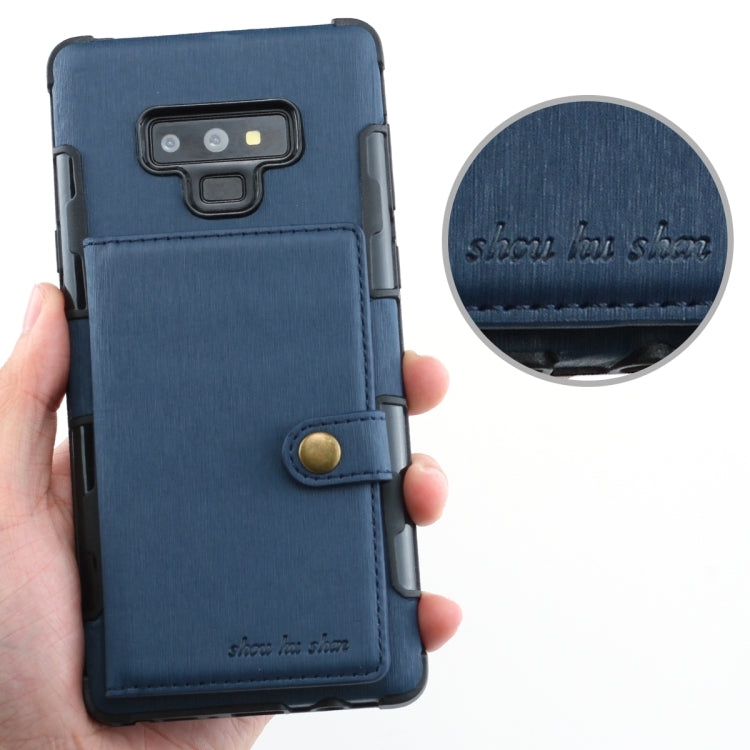 For Galaxy Note9 Brushed Texture Shockproof PU + TPU Case, with Card Slots & Wallet & Photo Frame