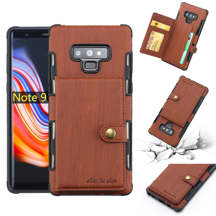 For Galaxy Note9 Brushed Texture Shockproof PU + TPU Case, with Card Slots & Wallet & Photo Frame