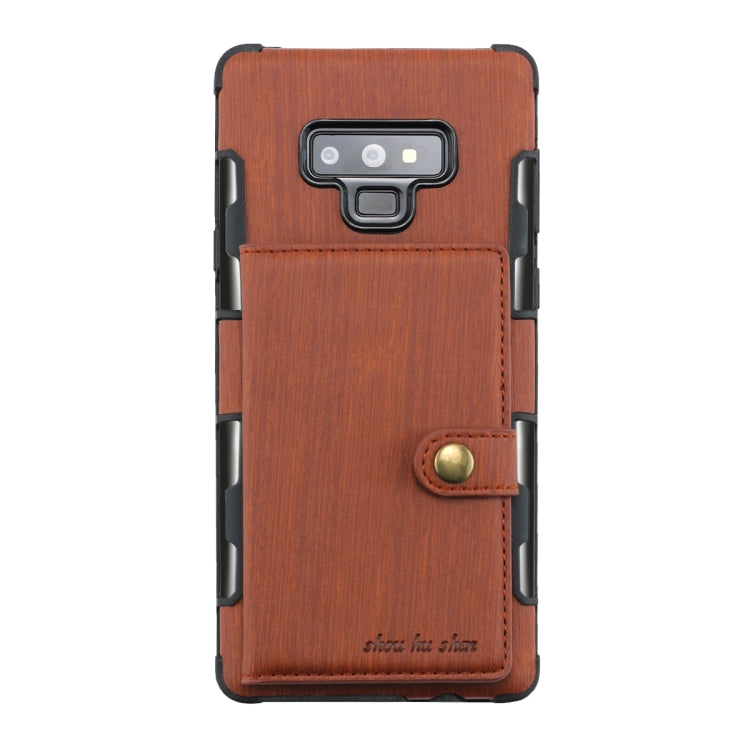 For Galaxy Note9 Brushed Texture Shockproof PU + TPU Case, with Card Slots & Wallet & Photo Frame