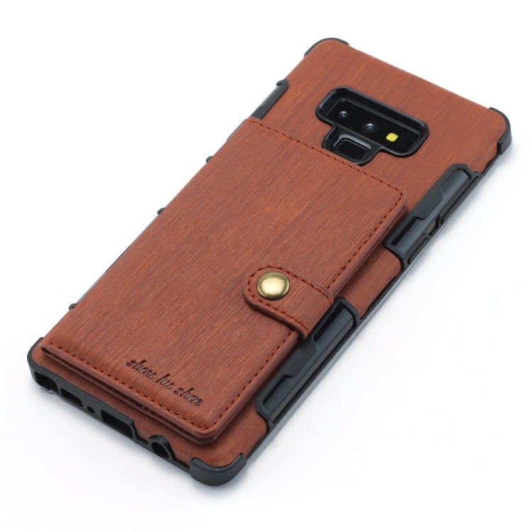 For Galaxy Note9 Brushed Texture Shockproof PU + TPU Case, with Card Slots & Wallet & Photo Frame