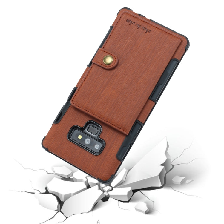 For Galaxy Note9 Brushed Texture Shockproof PU + TPU Case, with Card Slots & Wallet & Photo Frame