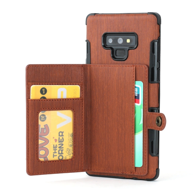 For Galaxy Note9 Brushed Texture Shockproof PU + TPU Case, with Card Slots & Wallet & Photo Frame