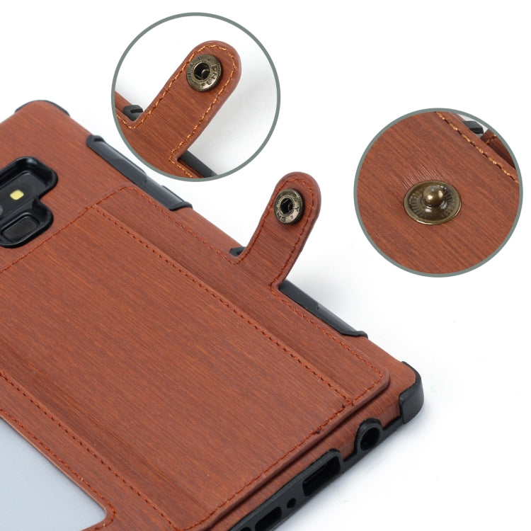 For Galaxy Note9 Brushed Texture Shockproof PU + TPU Case, with Card Slots & Wallet & Photo Frame
