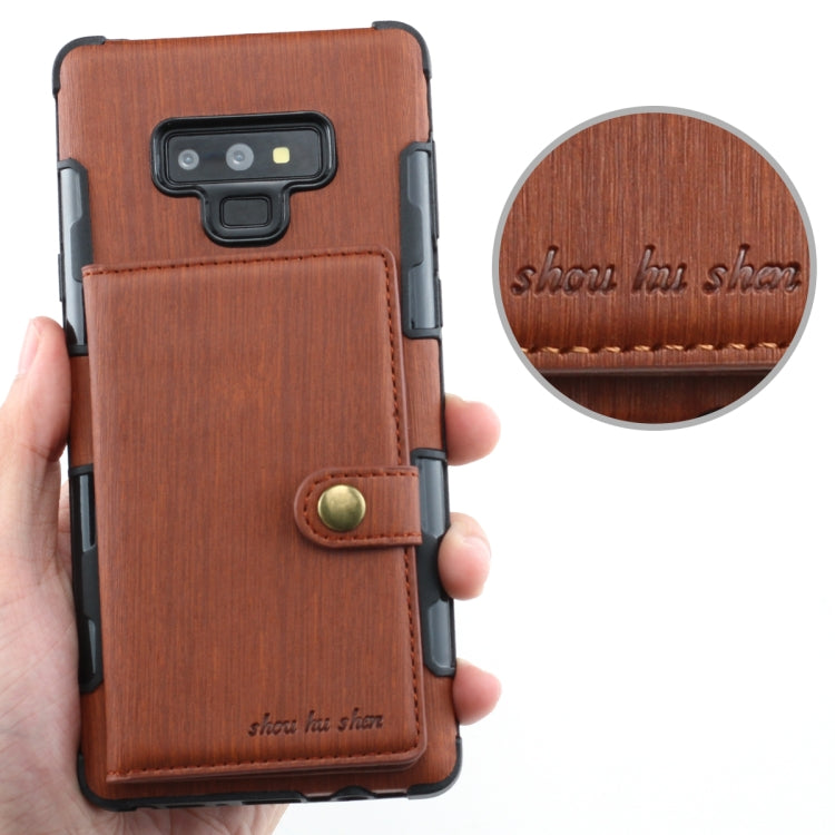 For Galaxy Note9 Brushed Texture Shockproof PU + TPU Case, with Card Slots & Wallet & Photo Frame