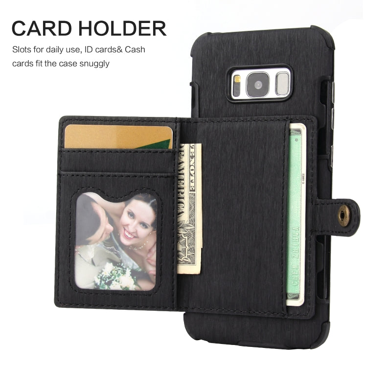 For Galaxy S8 Brushed Texture Shockproof PU + TPU Case, with Card Slots & Wallet & Photo Frame