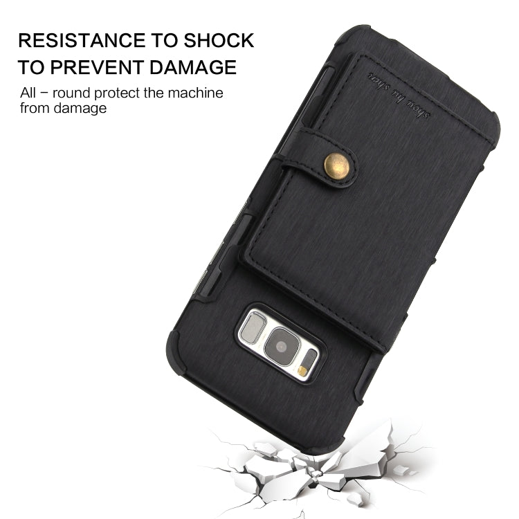 For Galaxy S8 Brushed Texture Shockproof PU + TPU Case, with Card Slots & Wallet & Photo Frame