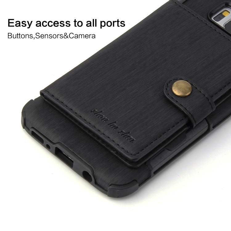 For Galaxy S8 Brushed Texture Shockproof PU + TPU Case, with Card Slots & Wallet & Photo Frame