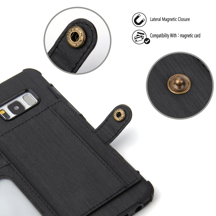 For Galaxy S8 Brushed Texture Shockproof PU + TPU Case, with Card Slots & Wallet & Photo Frame