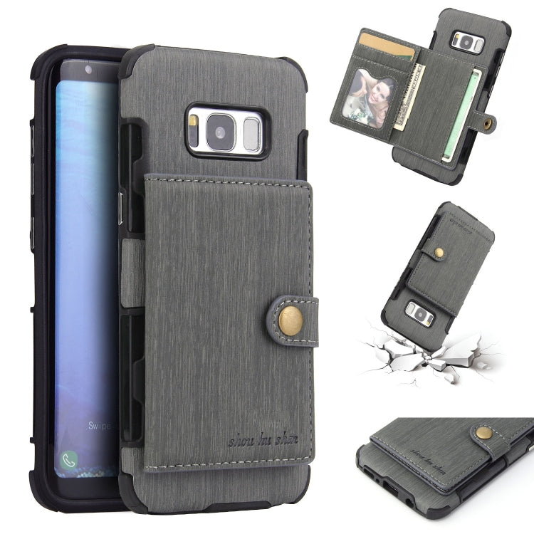 For Galaxy S8 Brushed Texture Shockproof PU + TPU Case, with Card Slots & Wallet & Photo Frame