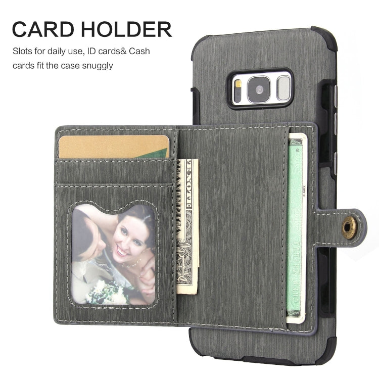 For Galaxy S8 Brushed Texture Shockproof PU + TPU Case, with Card Slots & Wallet & Photo Frame
