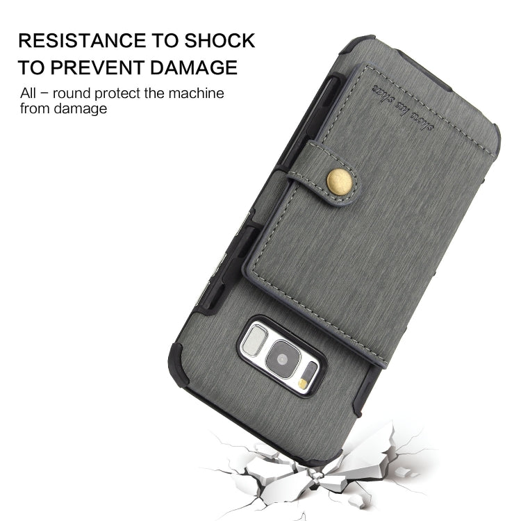 For Galaxy S8 Brushed Texture Shockproof PU + TPU Case, with Card Slots & Wallet & Photo Frame