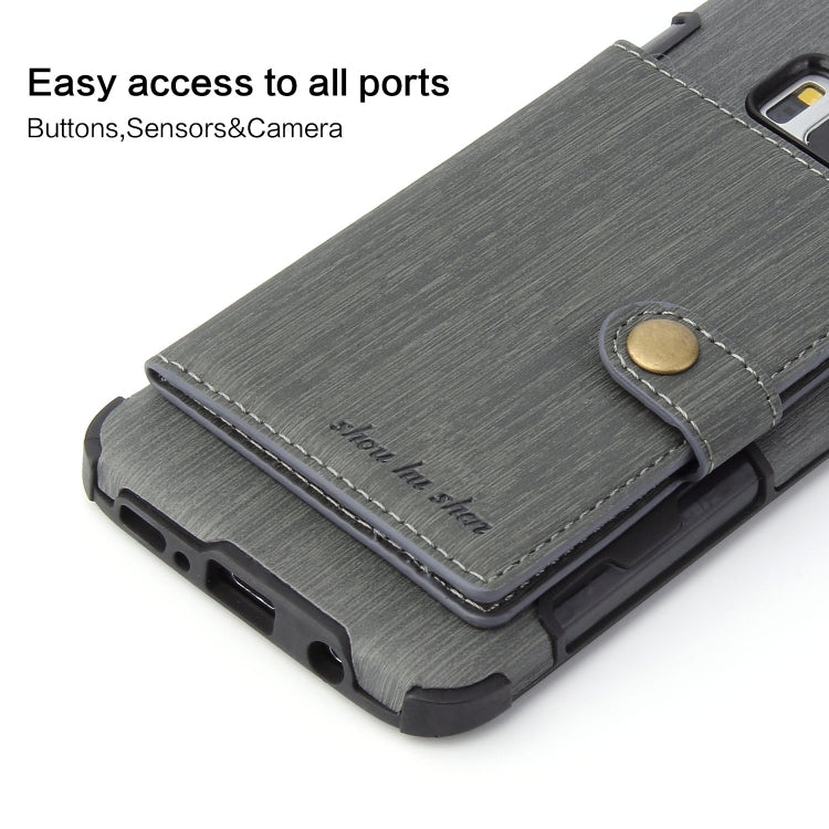For Galaxy S8 Brushed Texture Shockproof PU + TPU Case, with Card Slots & Wallet & Photo Frame