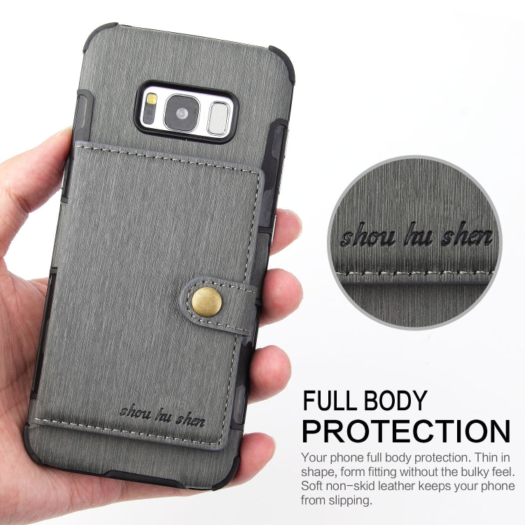 For Galaxy S8 Brushed Texture Shockproof PU + TPU Case, with Card Slots & Wallet & Photo Frame