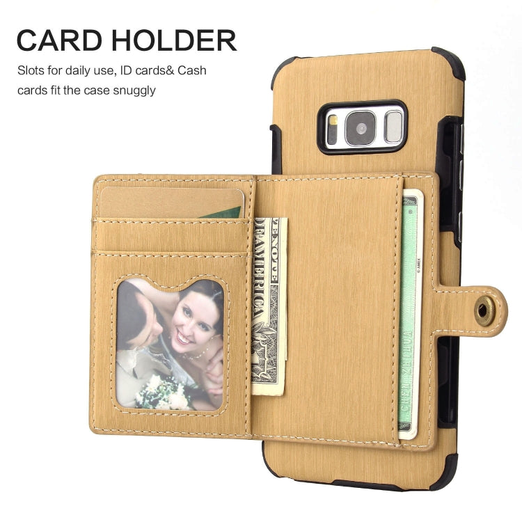 For Galaxy S8 Brushed Texture Shockproof PU + TPU Case, with Card Slots & Wallet & Photo Frame