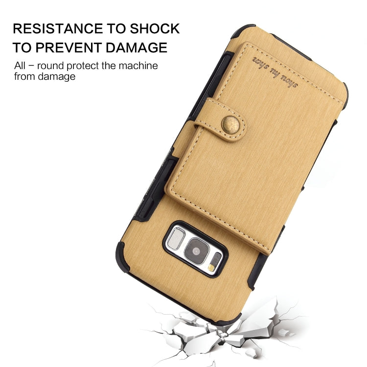 For Galaxy S8 Brushed Texture Shockproof PU + TPU Case, with Card Slots & Wallet & Photo Frame