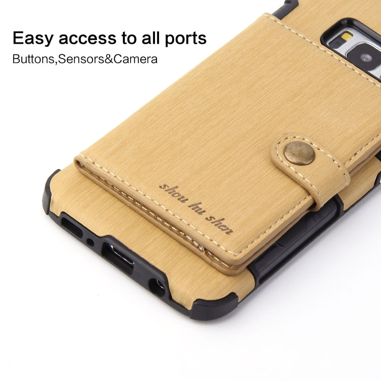 For Galaxy S8 Brushed Texture Shockproof PU + TPU Case, with Card Slots & Wallet & Photo Frame
