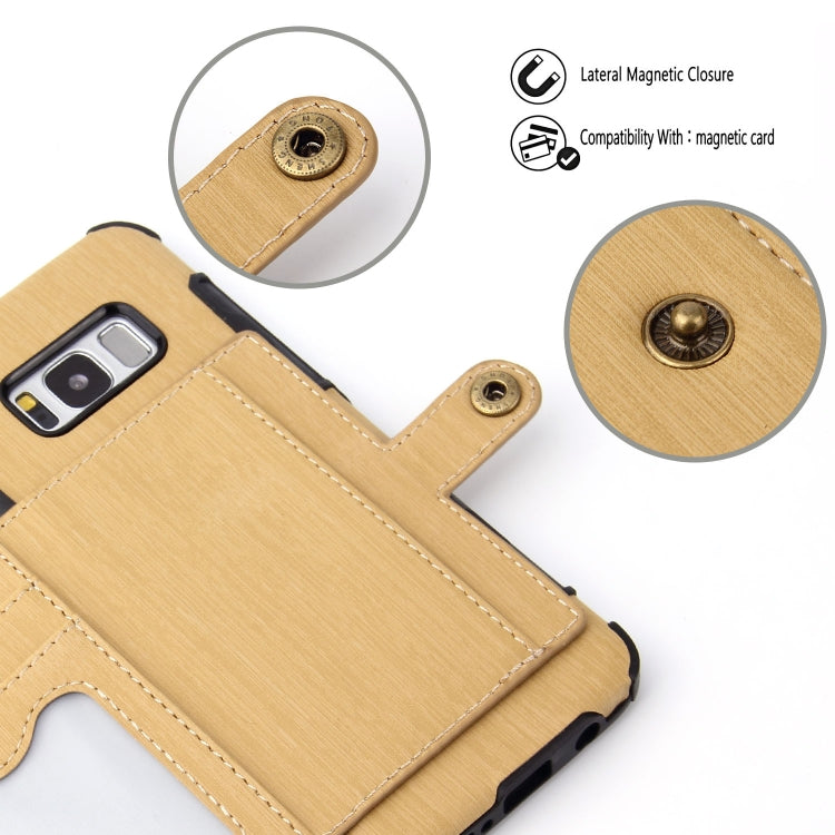 For Galaxy S8 Brushed Texture Shockproof PU + TPU Case, with Card Slots & Wallet & Photo Frame