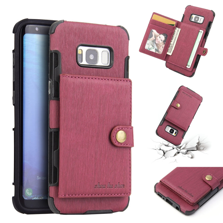For Galaxy S8 Brushed Texture Shockproof PU + TPU Case, with Card Slots & Wallet & Photo Frame