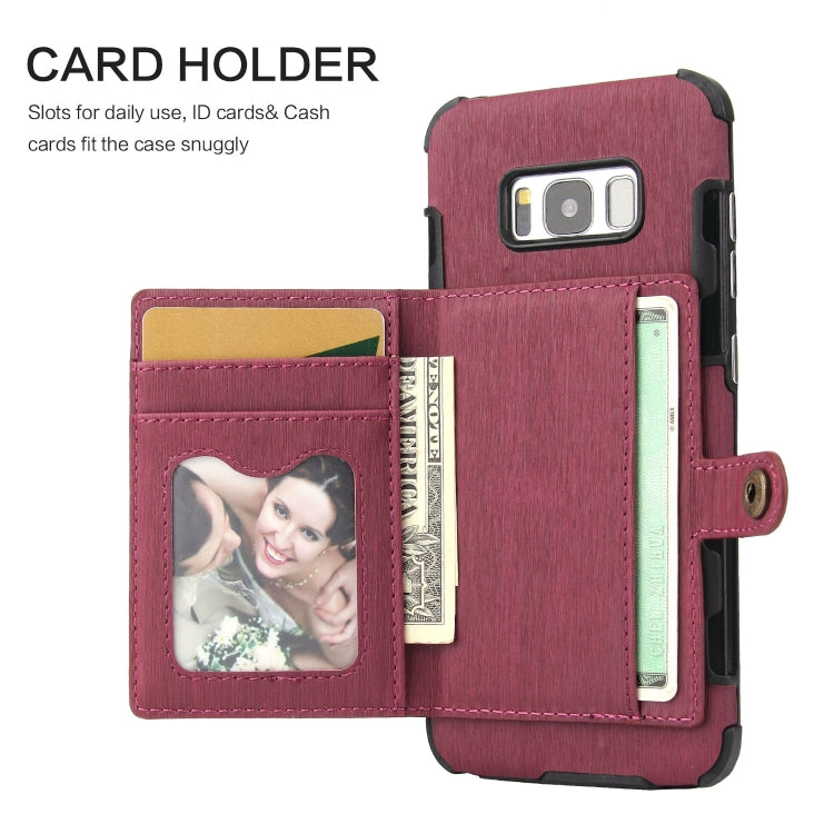 For Galaxy S8 Brushed Texture Shockproof PU + TPU Case, with Card Slots & Wallet & Photo Frame