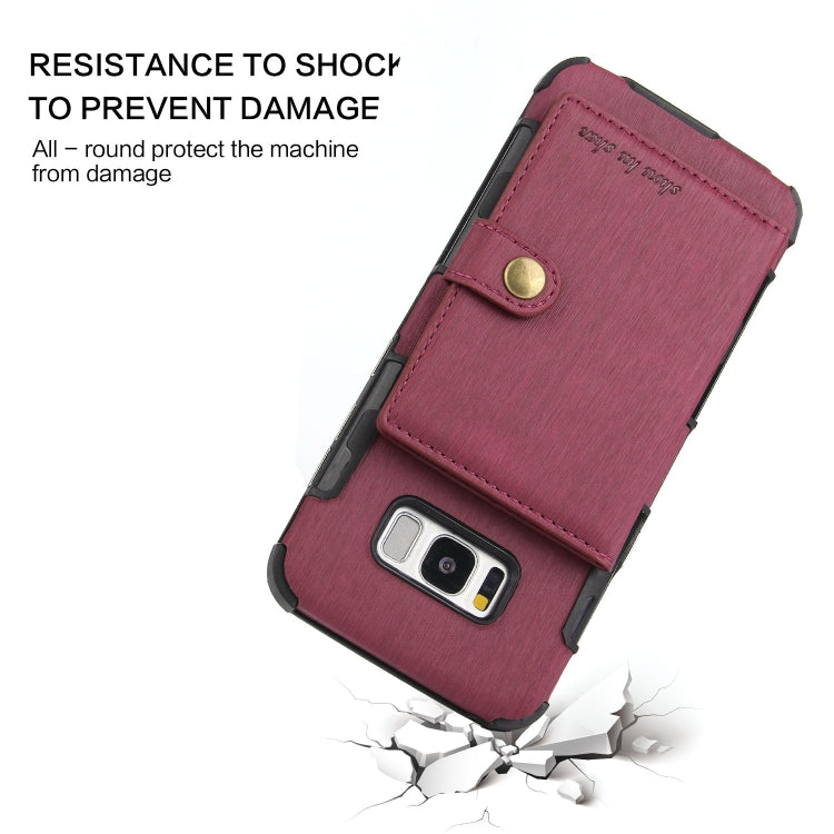For Galaxy S8 Brushed Texture Shockproof PU + TPU Case, with Card Slots & Wallet & Photo Frame