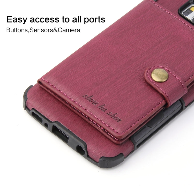 For Galaxy S8 Brushed Texture Shockproof PU + TPU Case, with Card Slots & Wallet & Photo Frame