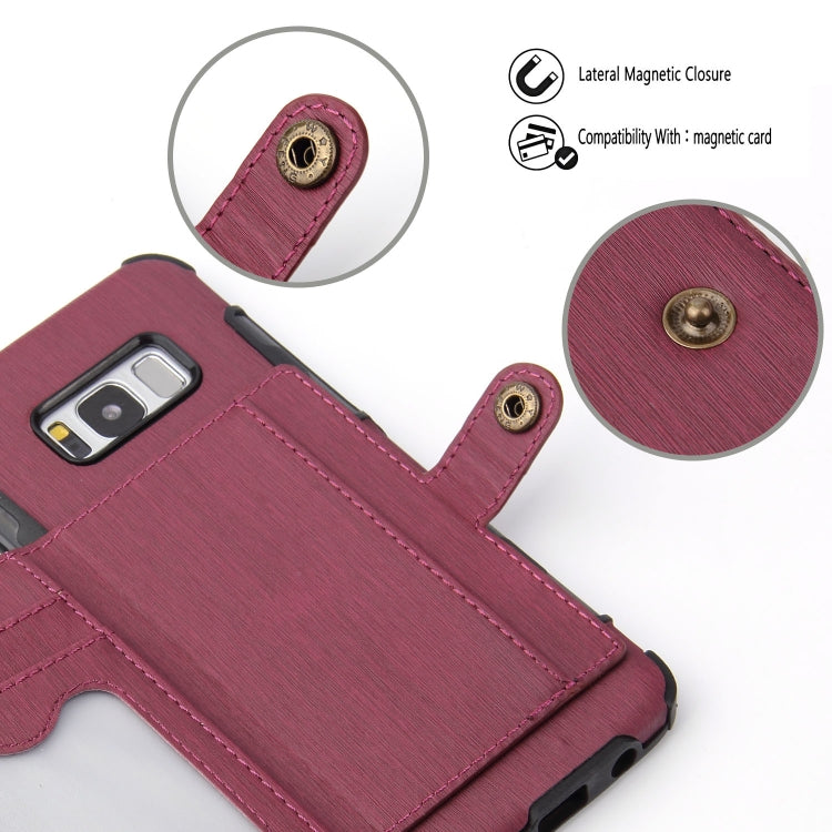 For Galaxy S8 Brushed Texture Shockproof PU + TPU Case, with Card Slots & Wallet & Photo Frame