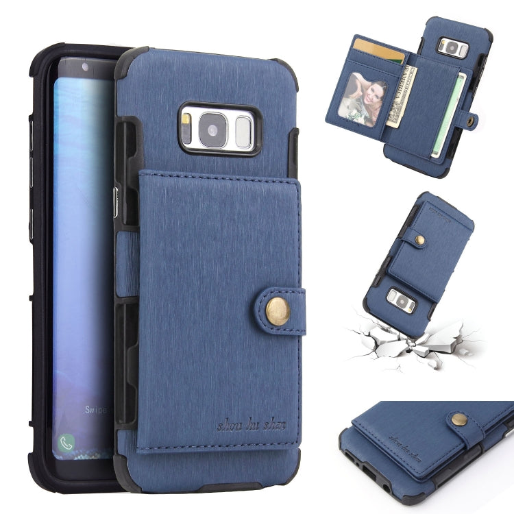 For Galaxy S8 Brushed Texture Shockproof PU + TPU Case, with Card Slots & Wallet & Photo Frame