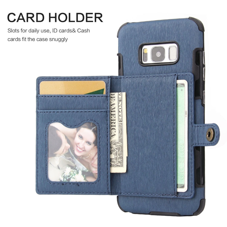For Galaxy S8 Brushed Texture Shockproof PU + TPU Case, with Card Slots & Wallet & Photo Frame