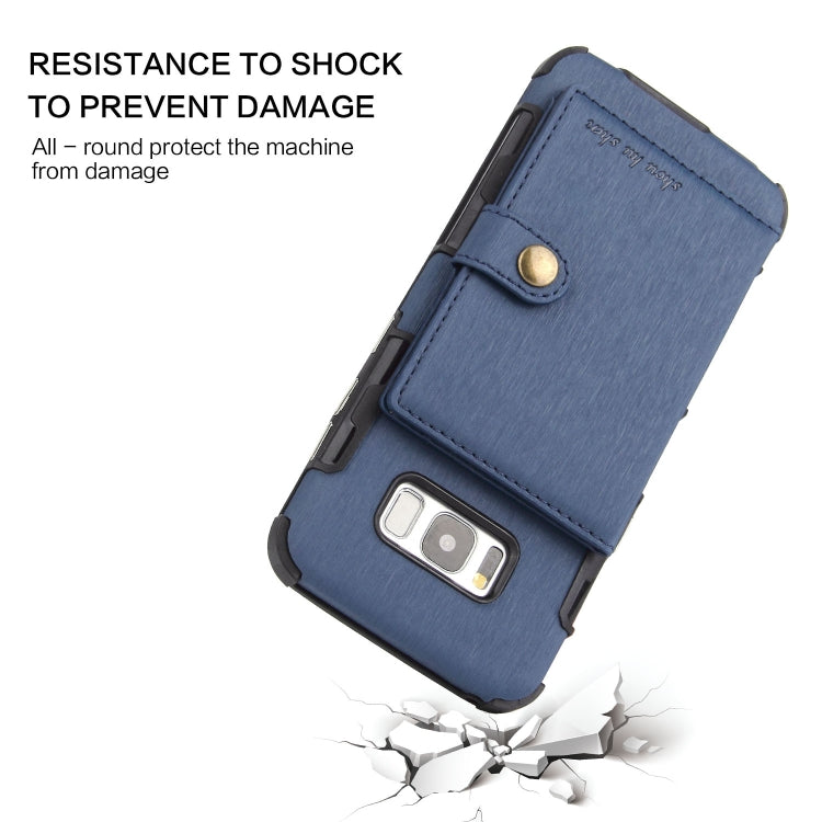 For Galaxy S8 Brushed Texture Shockproof PU + TPU Case, with Card Slots & Wallet & Photo Frame