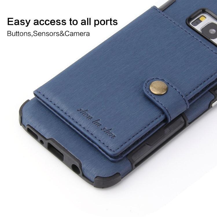 For Galaxy S8 Brushed Texture Shockproof PU + TPU Case, with Card Slots & Wallet & Photo Frame