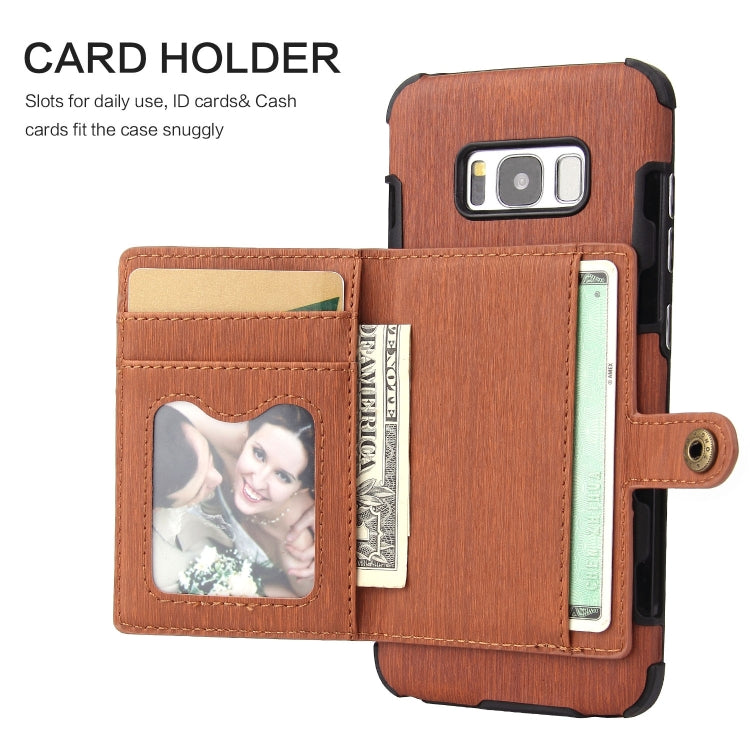 For Galaxy S8 Brushed Texture Shockproof PU + TPU Case, with Card Slots & Wallet & Photo Frame