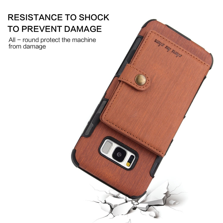 For Galaxy S8 Brushed Texture Shockproof PU + TPU Case, with Card Slots & Wallet & Photo Frame