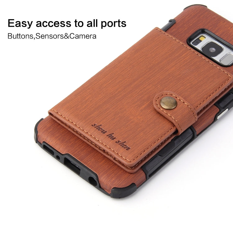 For Galaxy S8 Brushed Texture Shockproof PU + TPU Case, with Card Slots & Wallet & Photo Frame