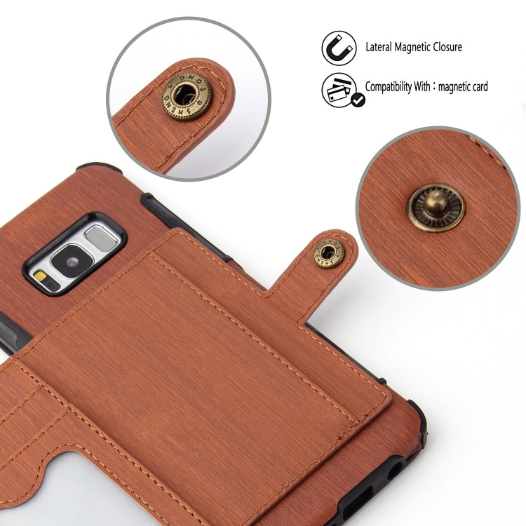 For Galaxy S8 Brushed Texture Shockproof PU + TPU Case, with Card Slots & Wallet & Photo Frame