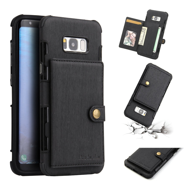 For Galaxy S8+ Brushed Texture Shockproof PU + TPU Case, with Card Slots & Wallet & Photo Frame